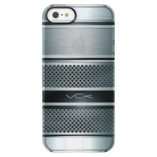 Blaugraue Metallic-Design-Monogramm Durchsichtige iPhone SE/5/5s Hülle
