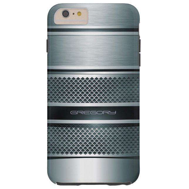 Blaugraue Metallic Streifen Hintergrund Case-Mate iPhone Hülle (Rückseite)