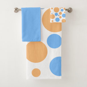 Blaugraue Orange Geometric Polka Dots Badhandtuch Set