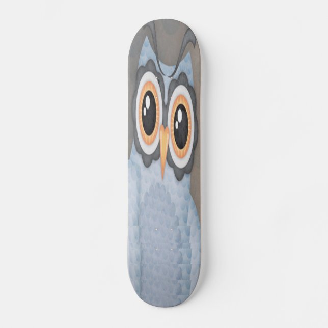 Blaugraue Owl Skateboard (Vorderseite)