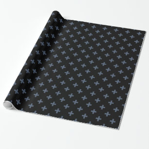 Blaugraue Polka-Kreuze auf schwarz Geschenkpapier