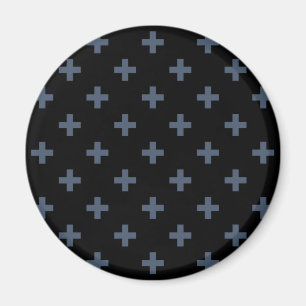 Blaugraue Polka-Kreuze auf schwarz Magnet