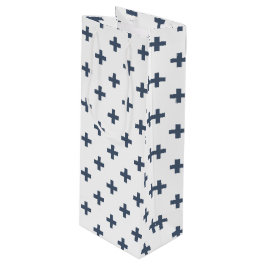 Blaugraue Polka-Kreuze auf weiß Geschenktüte Für Weinflaschen