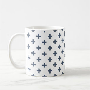 Blaugraue Polka-Kreuze auf weiß Kaffeetasse