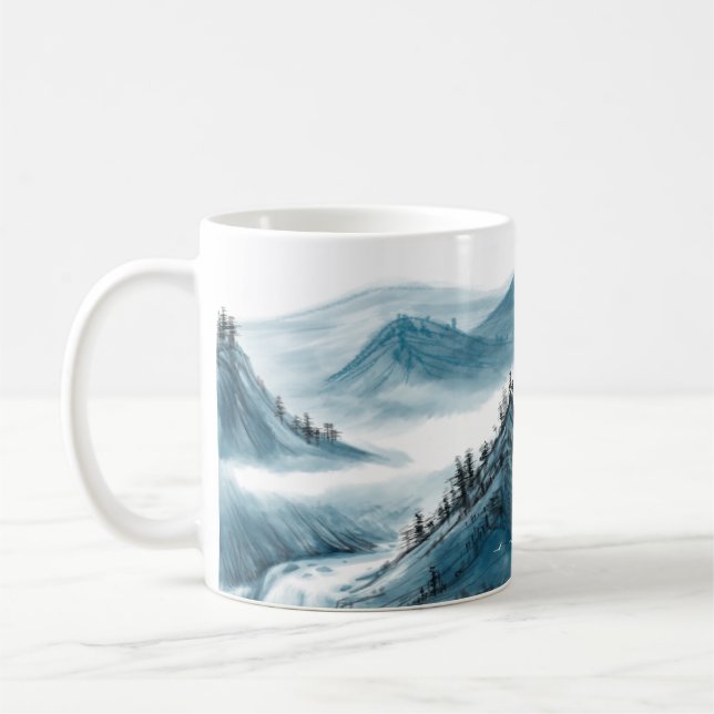 Blaugraue Rolling Mountains Cloud Nature Landscape Kaffeetasse (Links)
