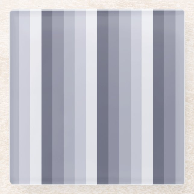 Blaugraue Schattenstreifen Glasuntersetzer (Vorderseite)