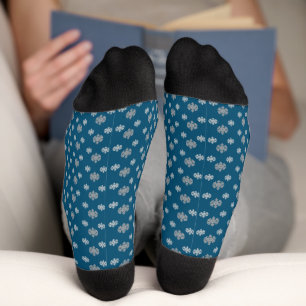 Blaugraue Schneeflocken Socken