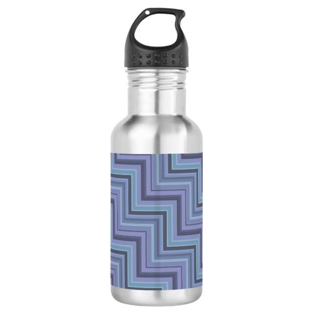 Blaugraue Streifen Edelstahlflasche (Vorderseite)