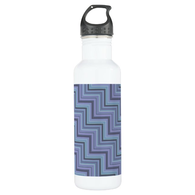 Blaugraue Streifen Edelstahlflasche (Vorderseite)