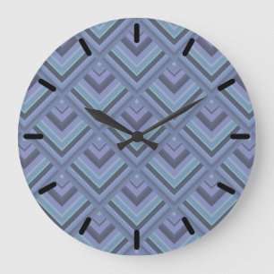 Blaugraue Streifen Große Wanduhr