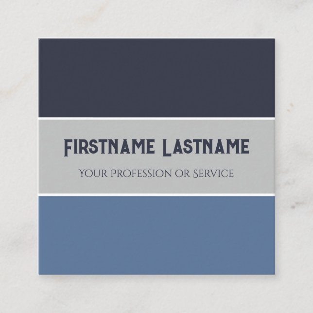 Blaugraue Streifen harmonische Farbpalette QR-Code Quadratische Visitenkarte (Vorderseite)