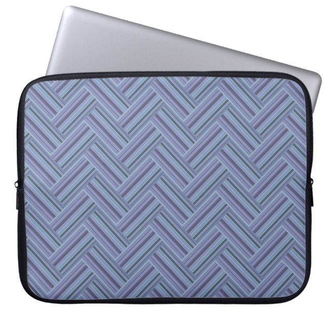 Blaugraue Streifen Laptopschutzhülle (Vorderseite)