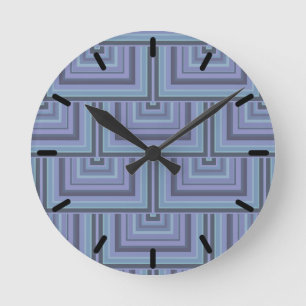Blaugraue Streifen quadratischer Waage Runde Wanduhr