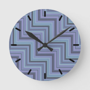 Blaugraue Streifen Runde Wanduhr
