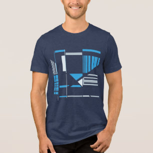 Blaugraue südwestliche Kunst Geometrisch MCM-inspi Tri-Blend Shirt