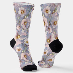 Blaugraue süße Blüte Socken