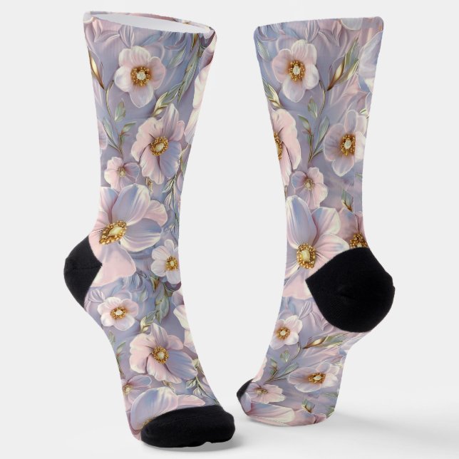 Blaugraue süße Blüte Socken (Gewinkelt)