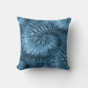 Blaugraue Tie Dye Starburst Spirale Retro Kissen
