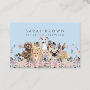 Blaugraue tierische Blume Haustiere Hunde Katzen Visitenkarte