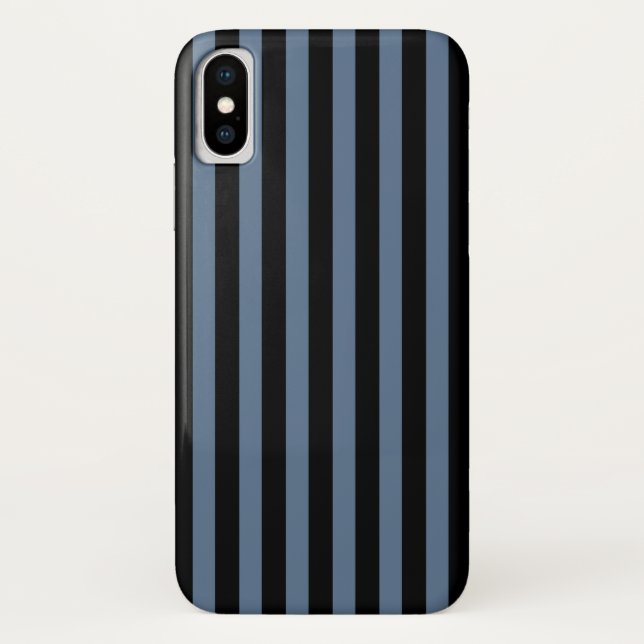 Blaugraue und schwarze Streifen Case-Mate iPhone Hülle (Rückseite)