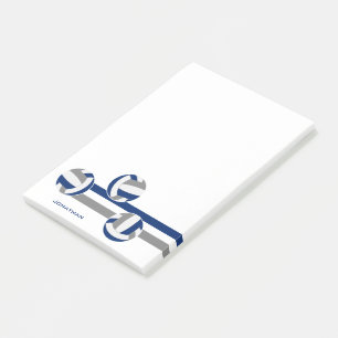 Blaugraue Volleyball Streifen individuelle Name Post-it Klebezettel