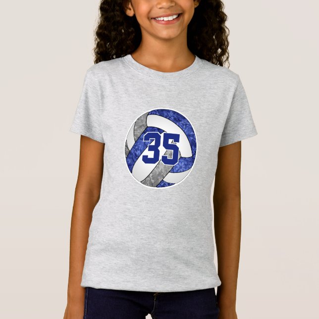 Blaugraue Volleyballmannschaft färbt Mädchen Juryn T-Shirt (Vorderseite)