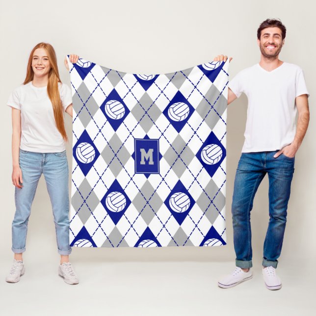 Blaugraue Volleyballmannschaft - Raute Fleecedecke (Beispiel)