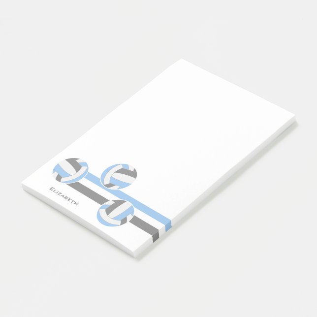 Blaugraue Volleyballs Streifen individuelle Name Post-it Klebezettel (angewinkelt)