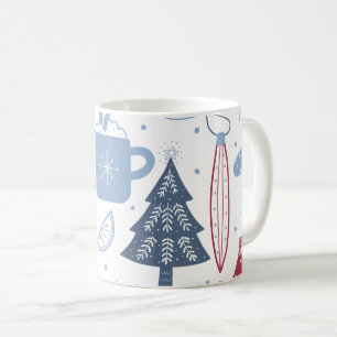 Blaugraue Weihnachtselemente - Muster-Tasse Kaffeetasse
