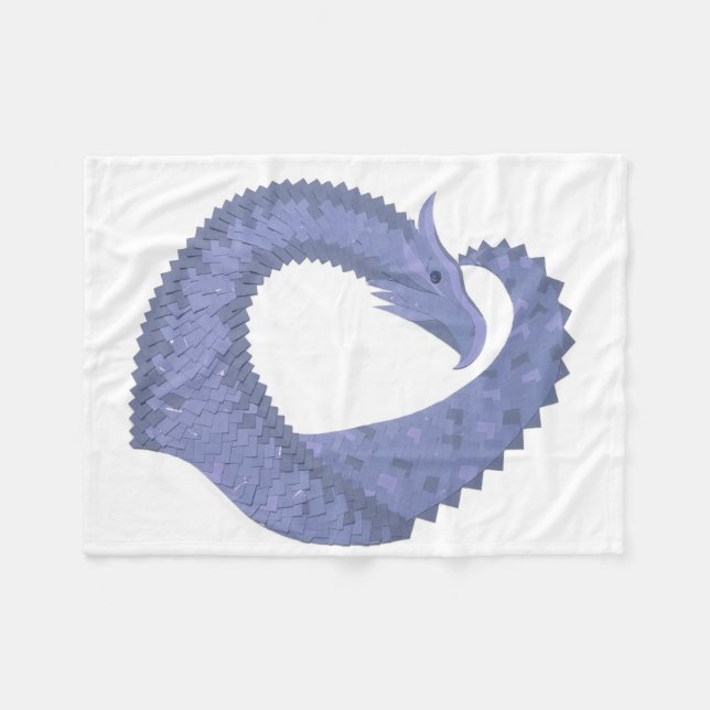 Blaugrauer Drache auf weiß Fleecedecke (Vorderseite (Horizontal))