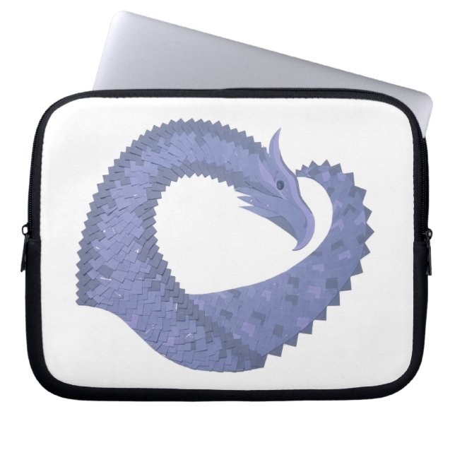 Blaugrauer Drache auf weiß Laptopschutzhülle (Vorderseite)