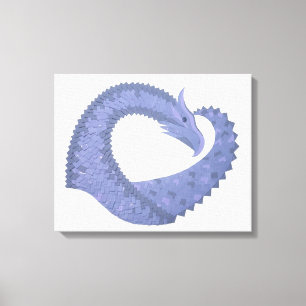 Blaugrauer Drache auf weiß Leinwanddruck