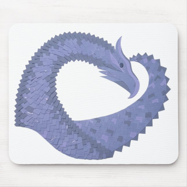 Blaugrauer Drache auf weiß Mousepad (Vorne)