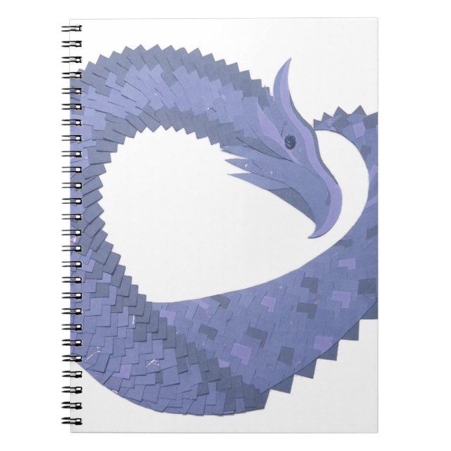 Blaugrauer Drache auf weiß Notizblock (Vorderseite)