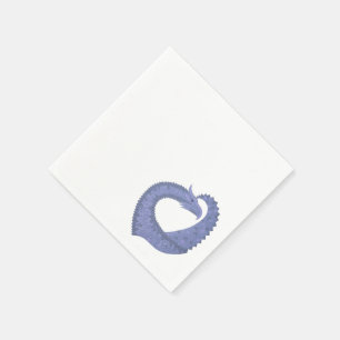 Blaugrauer Drache auf weiß Serviette