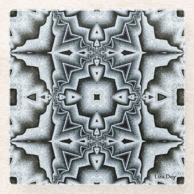 Blaugrauer geometrischer Untersetzer aus Abstrakte (Vorderseite)