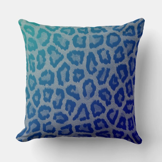 Blaugrauer Leopard abstrakt modernes Kissen (Vorderseite)