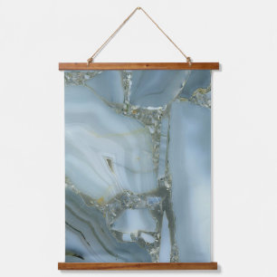 Blaugrauer Marmor mit Goldader Wandteppich Mit Holzrahmen