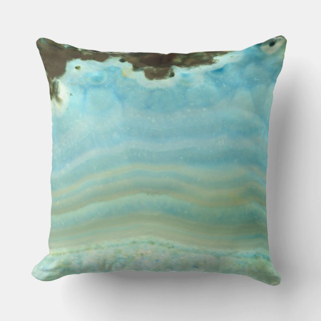 Blaugraues Agate Geode Felsgestein Kristallmuster Kissen (Vorderseite)