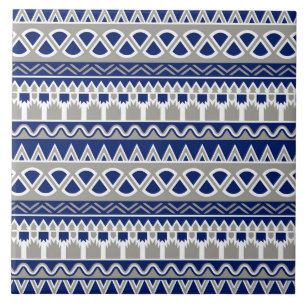 Blaugraues Aztec-Fliesenmuster Fliese