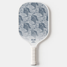 Blaugraues botanisches Leaf Muster Custom Monogram Pickleball Schläger