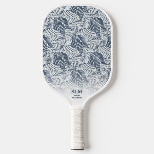 Blaugraues botanisches Leaf Muster Custom Monogram Pickleball Schläger