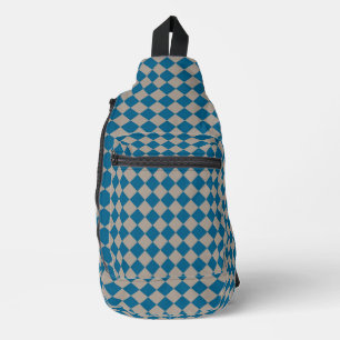 Blaugraues Diamantmuster mit Karos Crossbody Bag