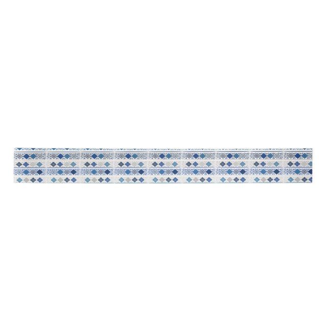 Blaugraues Diamantmuster Satinband (Vorderseite)