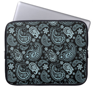 Blaugraues elegantes Retro-Paisley-Muster Laptopschutzhülle