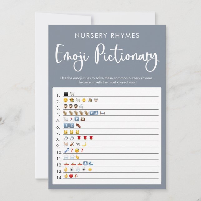 Blaugraues Emoji-Piktionshygienspiel Einladung (Vorderseite)