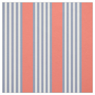 Blaugraues Fünf-Streifen-Muster mit lebender Koral Stoff