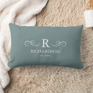 Blaugraues Monogram Lumbar Pillow Lendenkissen