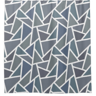 Blaugraues Mosaikmuster Duschvorhang
