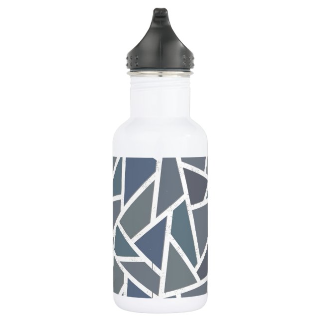 Blaugraues Mosaikmuster Edelstahlflasche (Rechts)